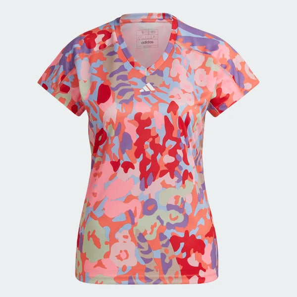 ADIDAS adidas AEROREADY Train Essentials Minimal Branding V-Necl Floral Women's Tee