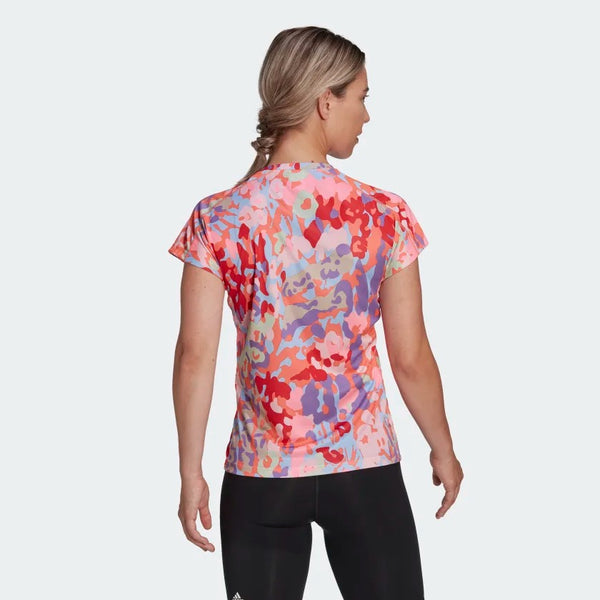 ADIDAS adidas AEROREADY Train Essentials Minimal Branding V-Necl Floral Women's Tee